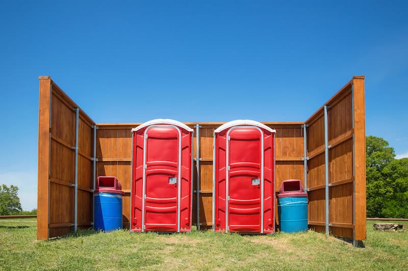 Short-term porta potty units staged for delivery in New Orleans, Louisiana