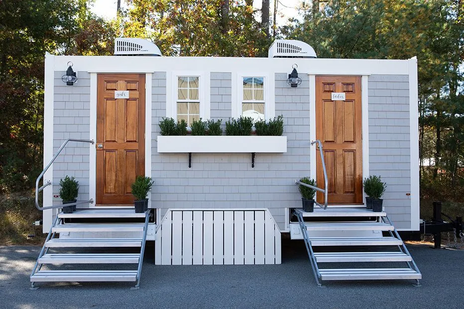 Wedding restroom units discretely staged at a venue in New Orleans, Louisiana